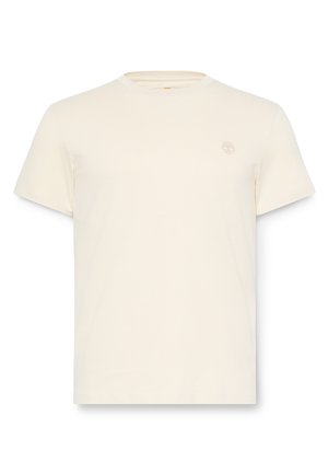 T-shirt a maniche corte in cotone avorio, con un piccolo logo ricamato sul petto, scollo rotondo e una vestibilità comoda.