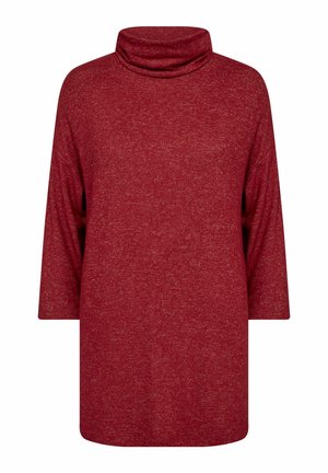 Rød langærmet turtleneck sweater med en afslappet pasform og blødt, struktureret stof.