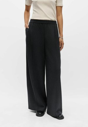 Object, TROUSERS WIDE LEG - Pantalon classique - dark grey melange
