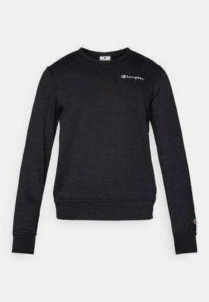 Melna kapuce josta, izgatavota no kokvilnas maisījuma, ar garām piedurknēm, apaļu kakla izgriezumu un mazu balto Champion logotipu uz krūšu daļas.