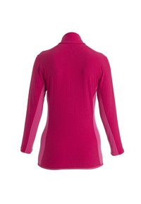 Veste femme à manches longues en deux tons de rose, vue de dos sur fond blanc.