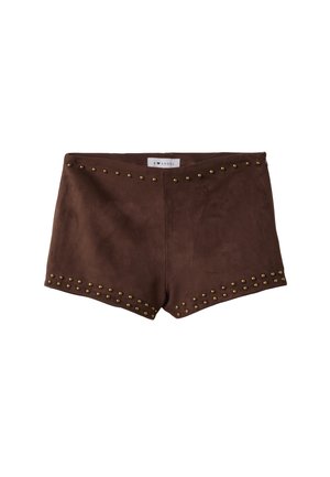 B.ANGEL, MINI SHORTS WITH STUDS - Short - leather brown