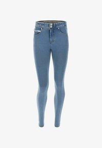 Ei valittu, light blue jeans yellow seams