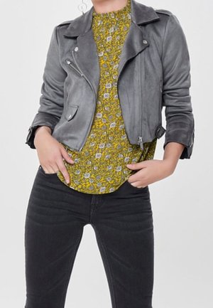 Imiteret læderjakke - dark grey