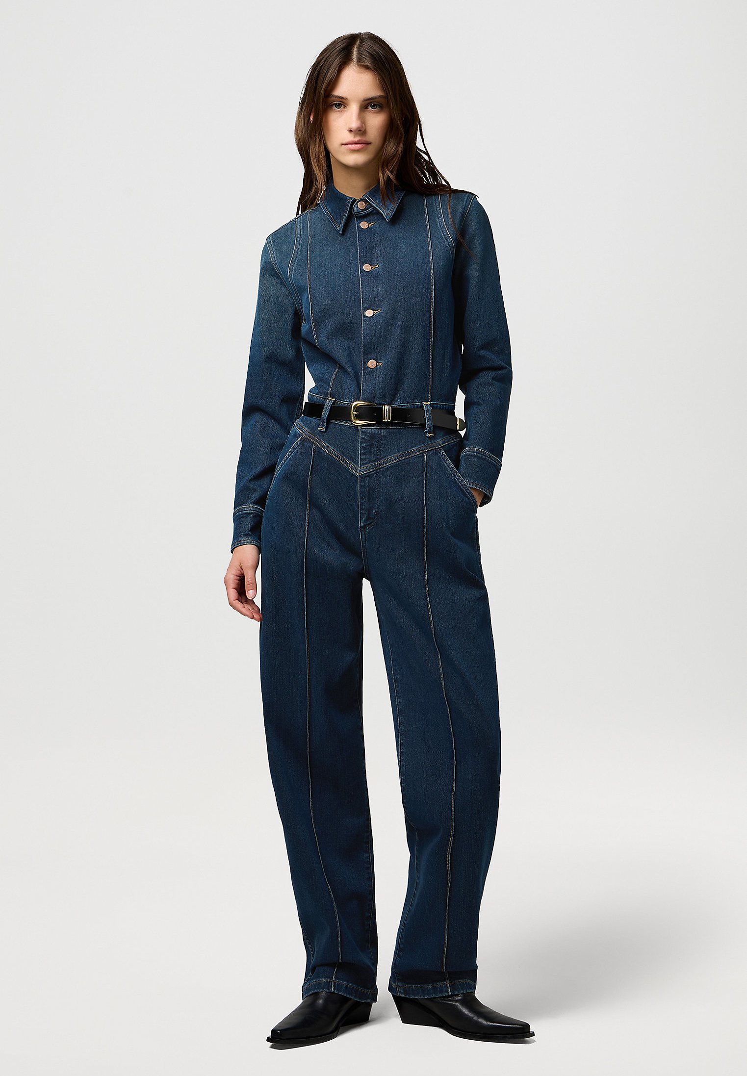 Wrangler WESTERN COVERALL - Jumpsuit - rustic rinse/dark-blue