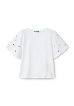 WITH RHINESTONE SLEEVES - T-shirt imprimé - white