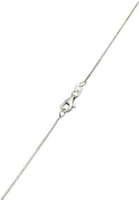 Sølvmetal kæde med en fin tekstur og en lobster clasp. Kæden er glat og lige, hvilket fremhæver dens slanke design og holdbarhed.