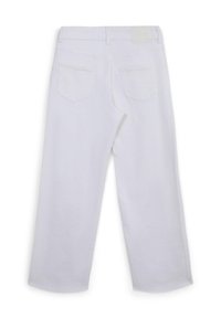Pantaloni in denim bianco con design a gamba dritta, dotati di due tasche posteriori, una vita semplice e un discreto etichetta del marchio sul retro.