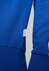 Królewsko-niebieska bluza z ribbami przy mankietach i dolnej krawędzi, z białym paskiem akcentującym oraz metką z logo "WILLIAMS RACING" po boku.