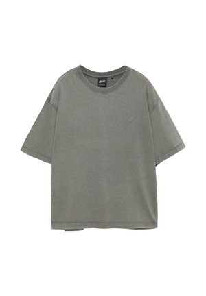 PULL&BEAR, BOXY WASH STWD MINI LOGO T-SHIRT - T-shirt basique - grey