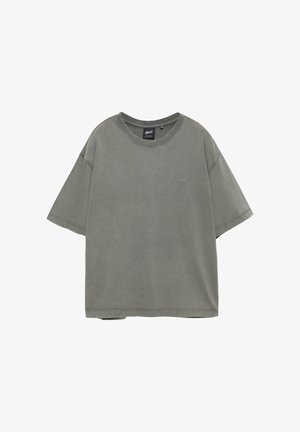 PULL&BEAR, BOXY WASH STWD MINI LOGO T-SHIRT - T-shirt basique - grey