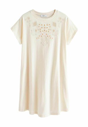 EMBROIDERED REGULAR FIT - Jerseyklänning - ecru cream