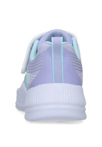Sneaker leggera con una combinazione di colori viola e aqua, tomaia in rete con accenti testurizzati e suola in gomma bianca per una migliore aderenza.