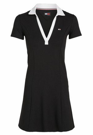 Tommy Jeans CONTRAST V POLO FIT FLARE - Jerseyjurk - schwarz