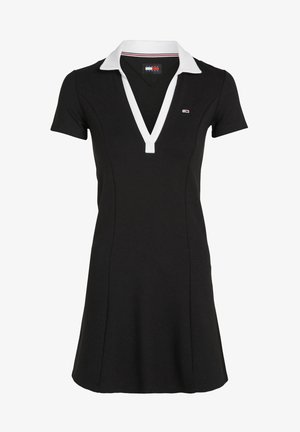 Tommy Jeans CONTRAST V POLO FIT FLARE - Jerseyjurk - schwarz