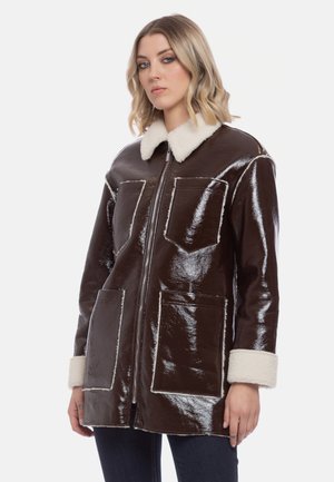 Camomilla Italia Faux leather jacket - marrone bianco