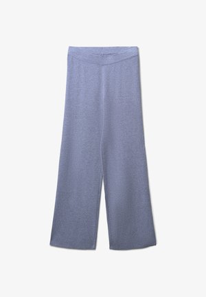 Pantaloni a gamba larga grigi realizzati in un morbido tessuto testurizzato, con vita elastica e una silhouette ampia per il massimo comfort e facilità di movimento.