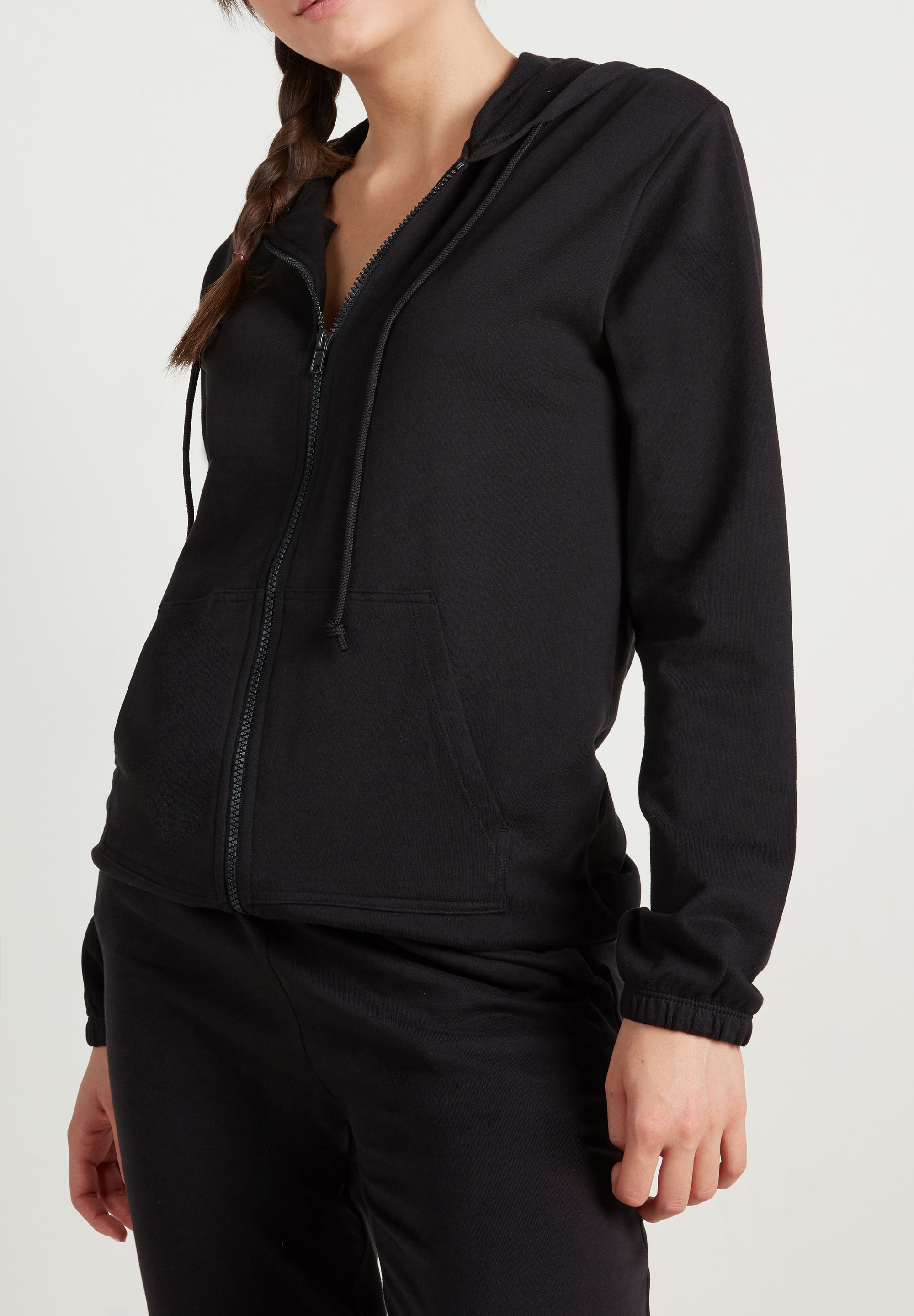 Tezenis MIT REISSVERSCHLUSS UND TUNNELZUG - Felpa con zip - nero - Zalando