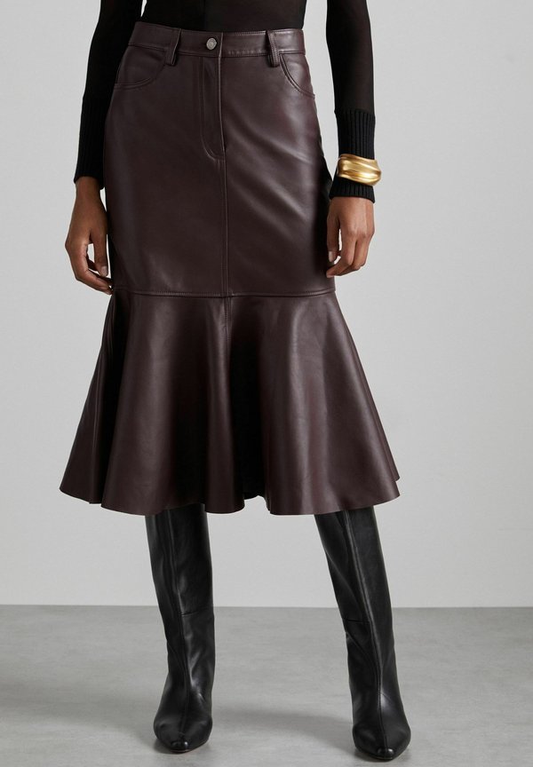 REGULAR FIT - FLUTED MIDI - Lederrock - burgundy