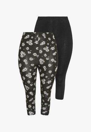 Yours Clothing, WOMEN'S CROPPED LEGGINGS - TROUSER 2-PACK - Leggings - black