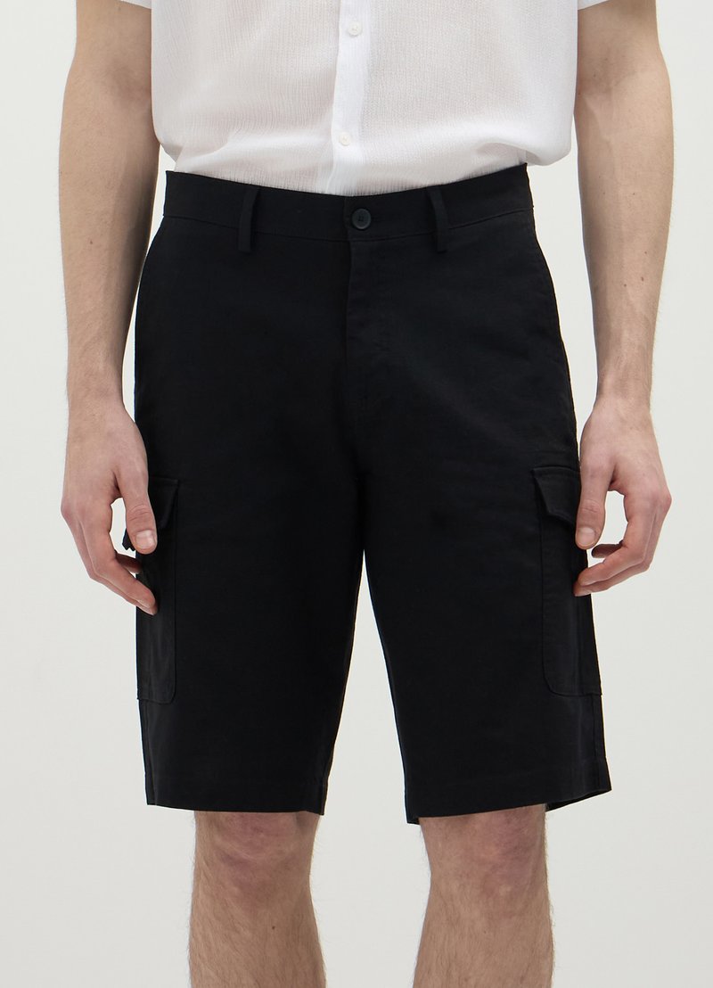 Calliope BERMUDA IN LINO  - Shorts - nero
