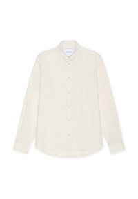 Πουκάμισο με μακριά μανίκια σε ανοιχτό μπεζ ύφασμα. Διαθέτει κλασικό γιακά, έξι κουμπιά μπροστά και διακριτικό λογότυπο στο στήθος.