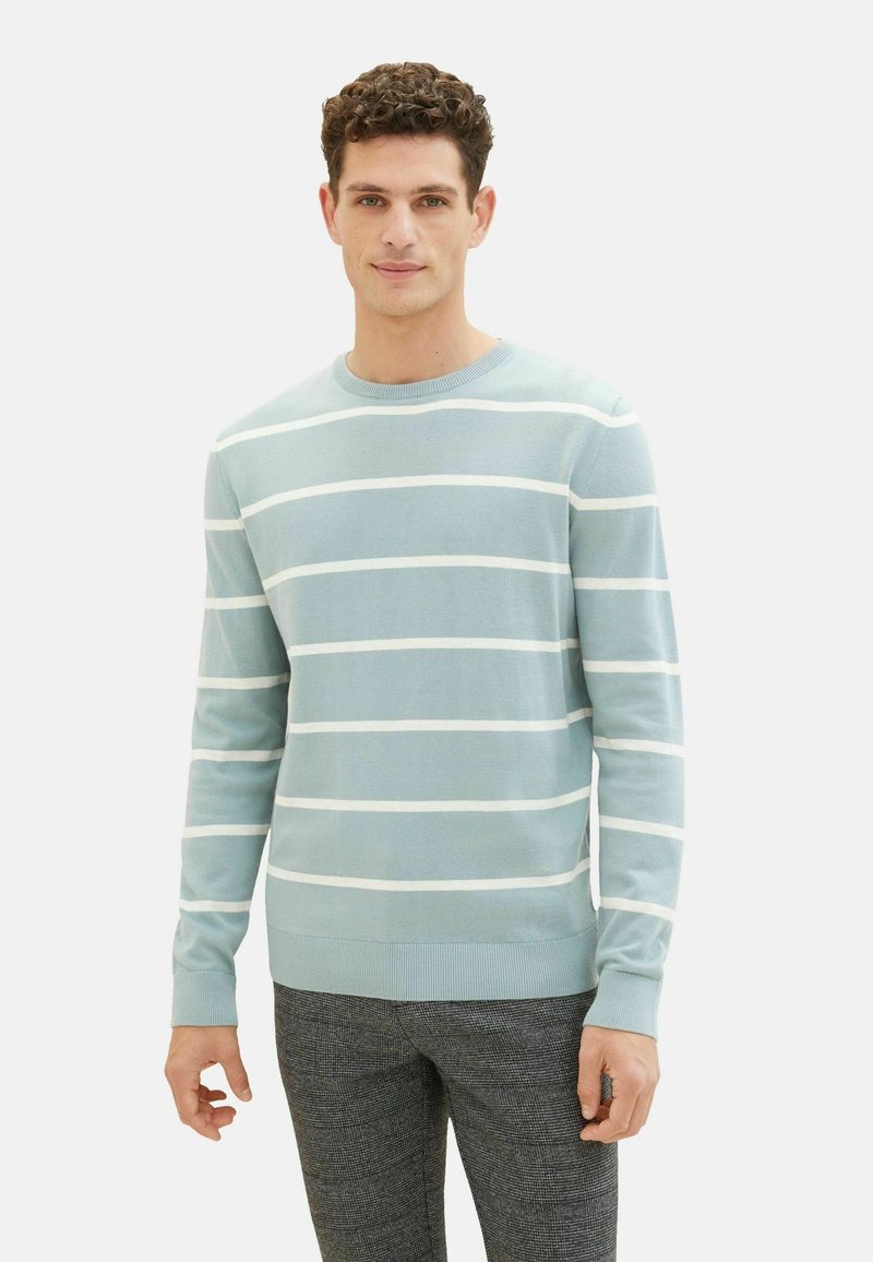 TOM TAILOR GESTREIFT MIT GERIPPTEN RUNDHALS - Trui - blau
