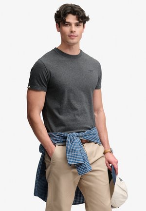 Superdry & Co, SUPERDRY ESSENTIAL STACKED LOGO EMBROIDERED T-SHIRT.. - T-shirt basic - antique grey marl stone grey