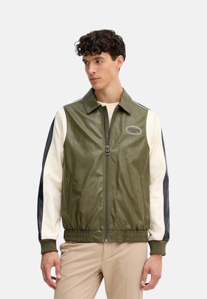 BLOCKING COLOR - Chaquetas bomber - green/pearl/navy blo