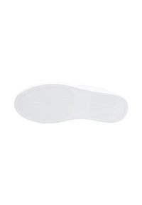 White rubber shoe sole with textured surface, featuring a wavy pattern and a smooth area, designed for grip and traction.