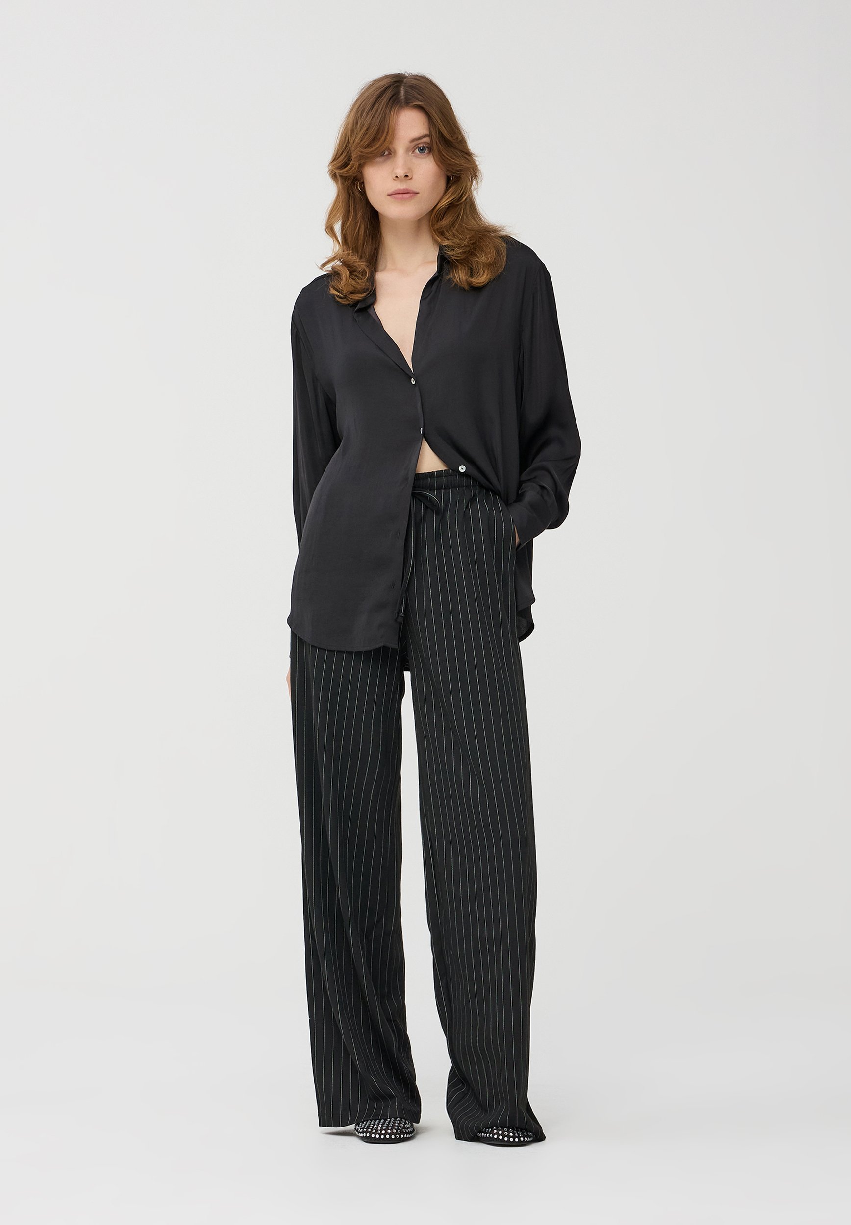 Terranova WIDE LEG GESSATI Pantaloni nero