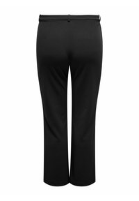 Svarta korta byxor med en slät textur, med en åtsittande midja och två bakfickor. Designade med raka ben och utan synliga mönster.