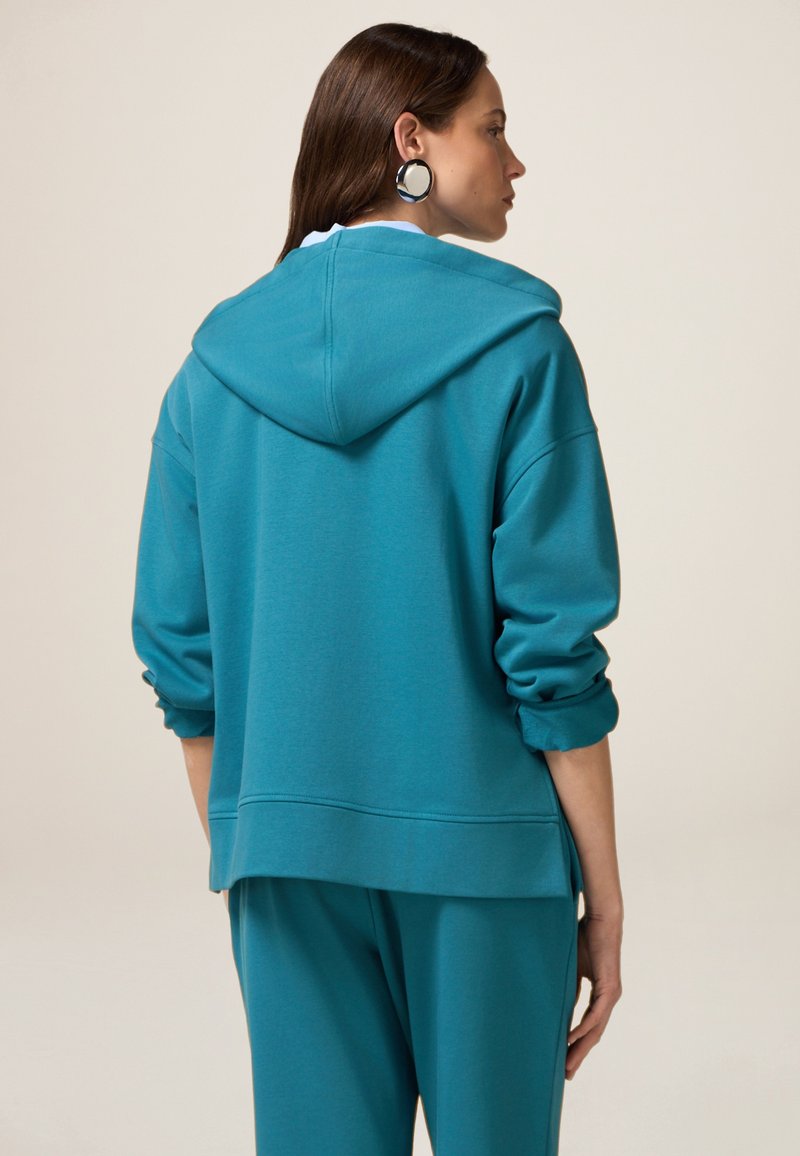 Oltre CON CAPPUCCIO Felpa con zip ottanio/petrolio