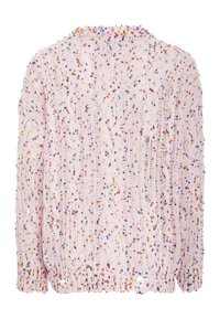 Strickpullover in Hellpink mit bunten Sprenkeln. Verfügt über ein strukturiertes Kabeldesign und gerippten Saum. Mit langen Ärmeln.