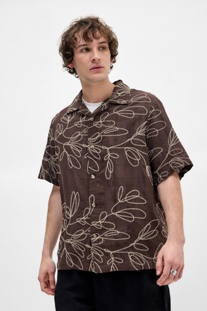 EMBROIDERED SHIRT - Košeľa - brown