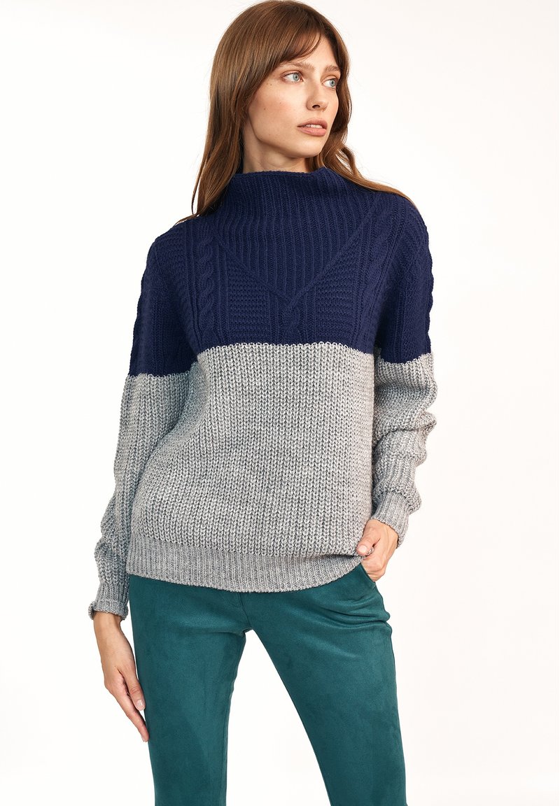 Damen Strickjacken | Nife Strickpullover navy grey/grau - MY76624 Damen Strickjacken | Nife Strickpullover navy grey/grau - MY76624