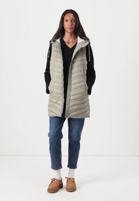 TOM TAILOR LONG HOODED VEST - Vest - smoke olive
