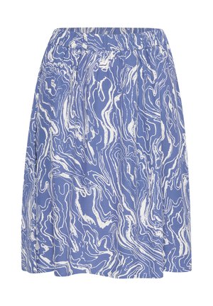 Gonna blu con un motivo a onde bianche, dotata di una vita elastica e di pieghe per maggiore volume. Realizzata in un tessuto leggero.