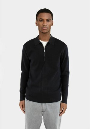 CALEB HALF ZIP - Stickad tröja - black