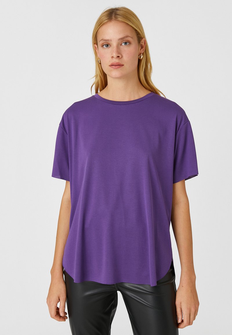 KOTON Basic T-Shirt Donna Con Grande Stampa Frontale – Scollo A U, Manica Corta, Morbida In Poliestere E Viscosa - 5