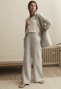 Next PREMIUM LINEN WIDE LEG  - REGULAR FIT - Kalhoty - grey