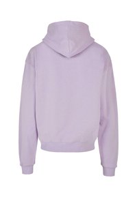 Helle lila Kapuzenjacke mit Kordelzug, gerippten Bündchen und einem schmalen Saum, aus weichem, strukturiertem Stoff.