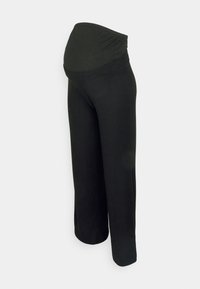 Svarte ribbede gravidbukser med en bred, stretchy livsdel. Designet har en avslappet passform og full lengde med rette ben.