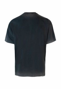 T-shirt in cotone nero con maniche corte, colletto rotondo e taglio dritto. Presenta una texture liscia e un design semplice e mono-colore.