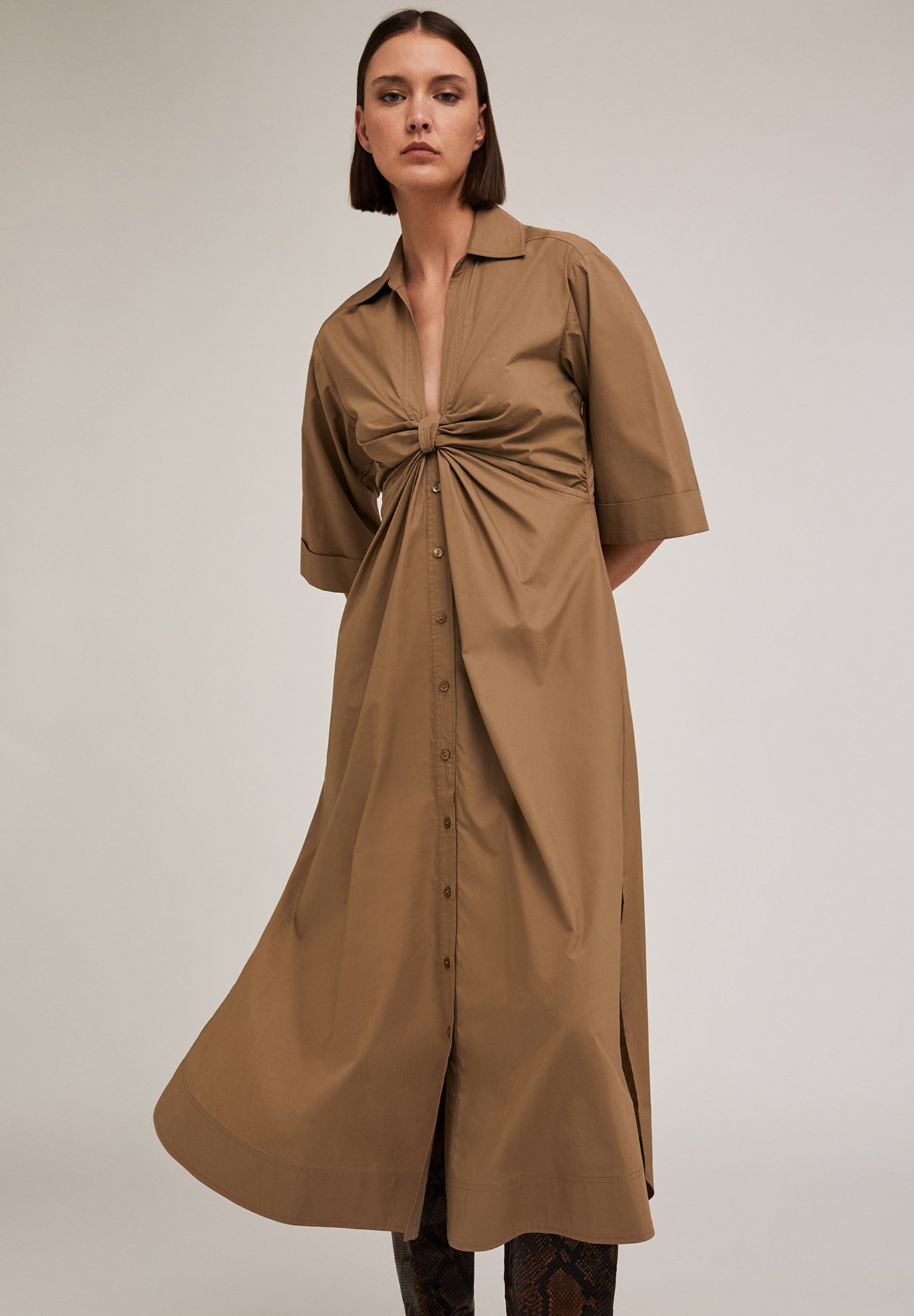 Abito Classico A Maniche Corte In Cotone – Donna, Morbido, Colori Vari (dalla S Alla XL) – Marrone XL