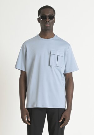 Antony Morato RELAXED FIT LOGO PRINT ON BACK COLLAR - Basic T-shirt - sky