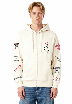 TATTOO LOVE PRINT - Sweat zippé - off-white