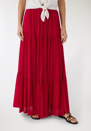 CON BALZE A TINTA UNITA - Gonna lunga - rosso scuro