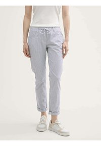 TOM TAILOR - Nadrágok - navy irregular woven stripe Miniatűr kép 1