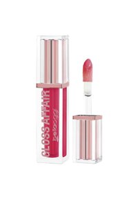 Lip gloss Gloss Affair in a tubo rettangolare trasparente con dettagli rosa. Presenta un applicatore appuntito con una punta morbida, prodotto in una tonalità di rosa vivace.